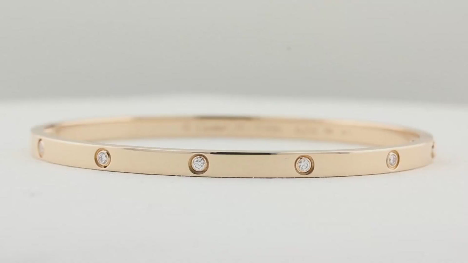 Cartier SM Rose Gold Diamond Love Bracelet - Size 17