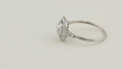 Vintage 1.00ct Old Mine Cushion Cut Diamond Cluster Ring