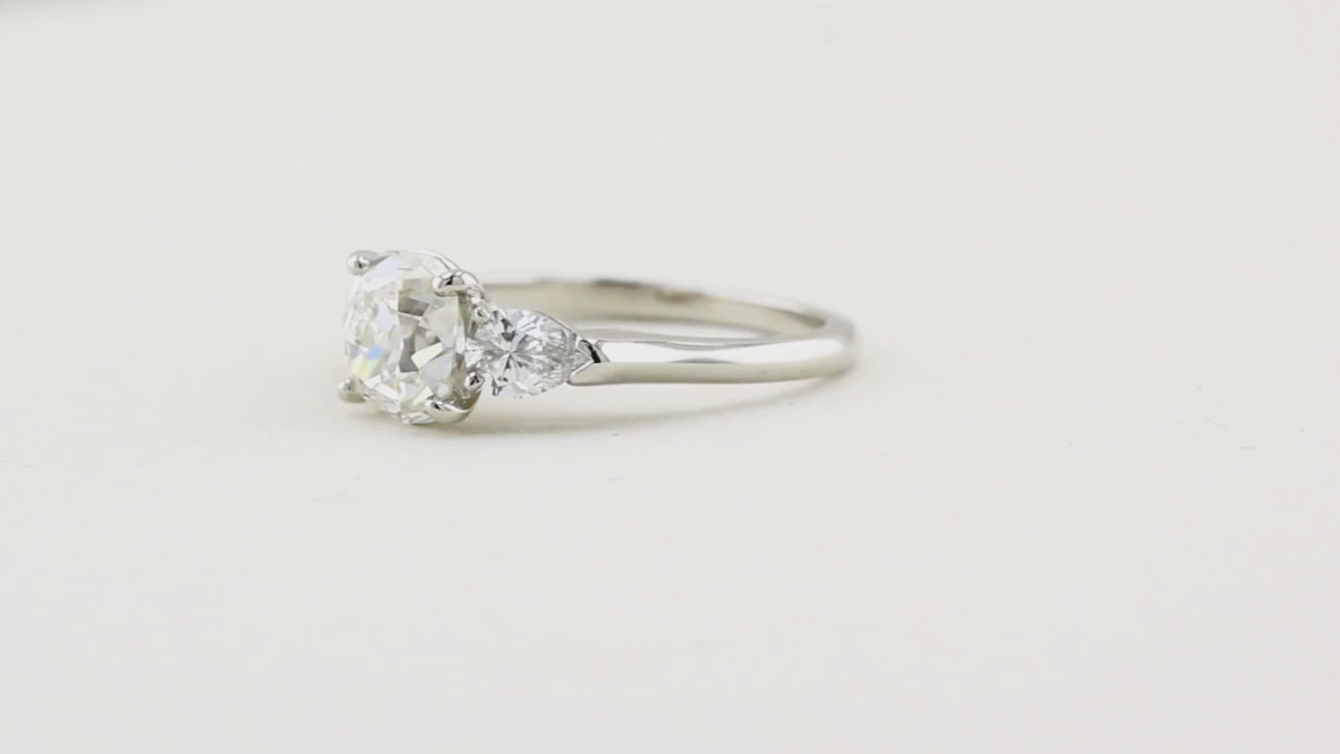 Vintage Old Cut Cushion and Pear Shape Diamond Ring