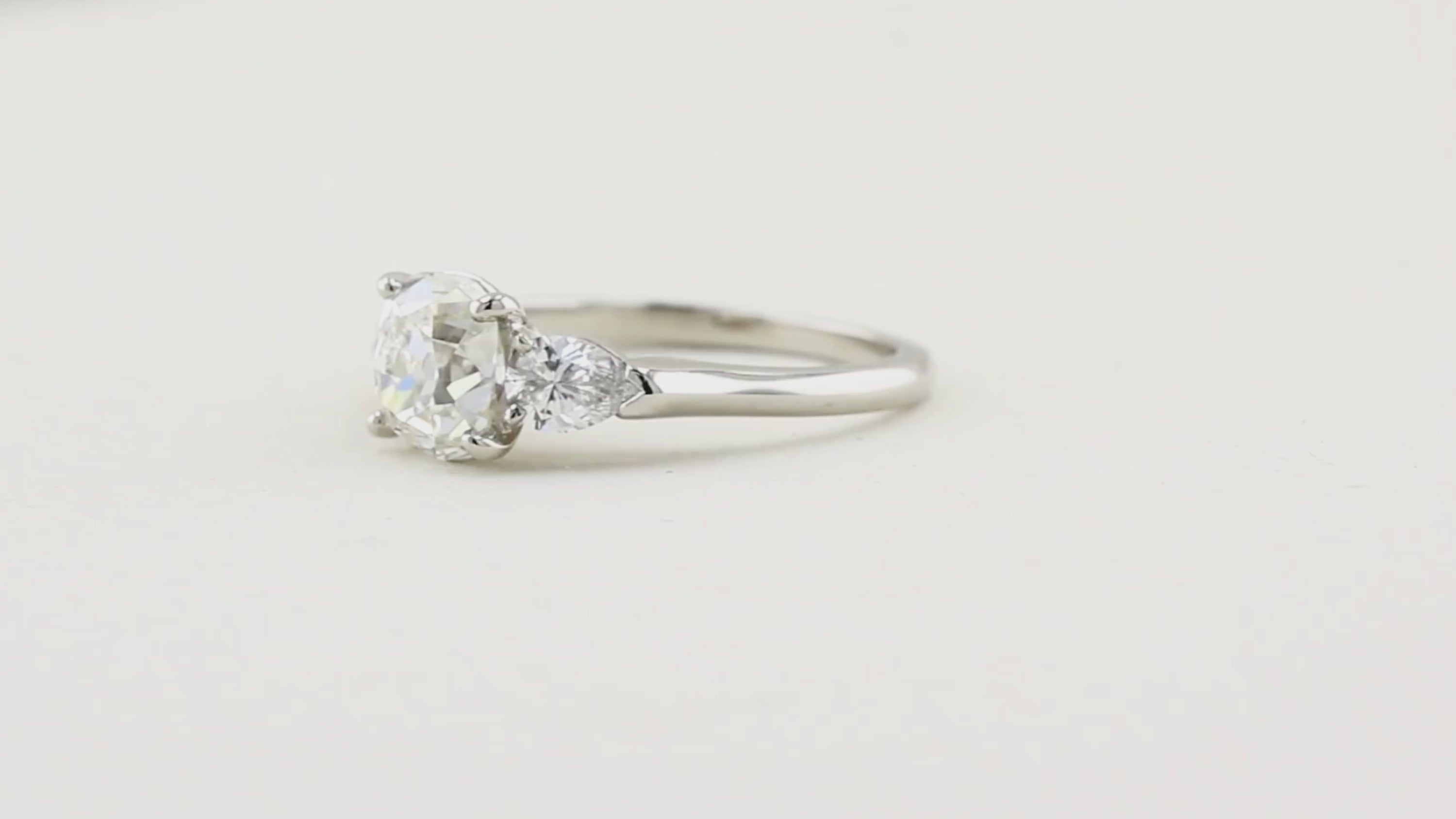 Vintage Old Cut Cushion and Pear Shape Diamond Ring