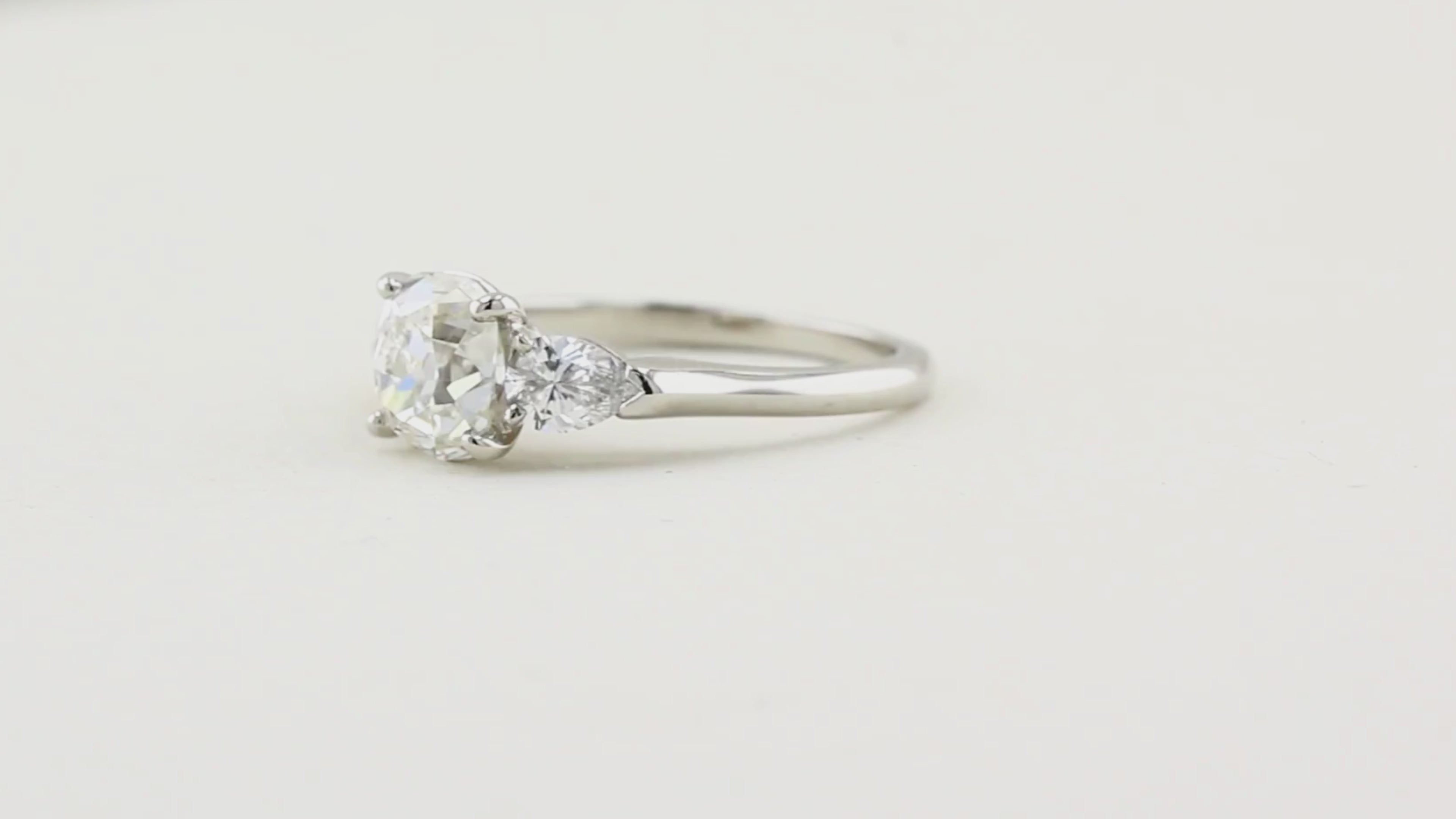 Vintage Old Cut Cushion and Pear Shape Diamond Ring