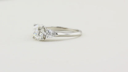 Vintage Old Cut Cushion and Pear Shape Diamond Ring