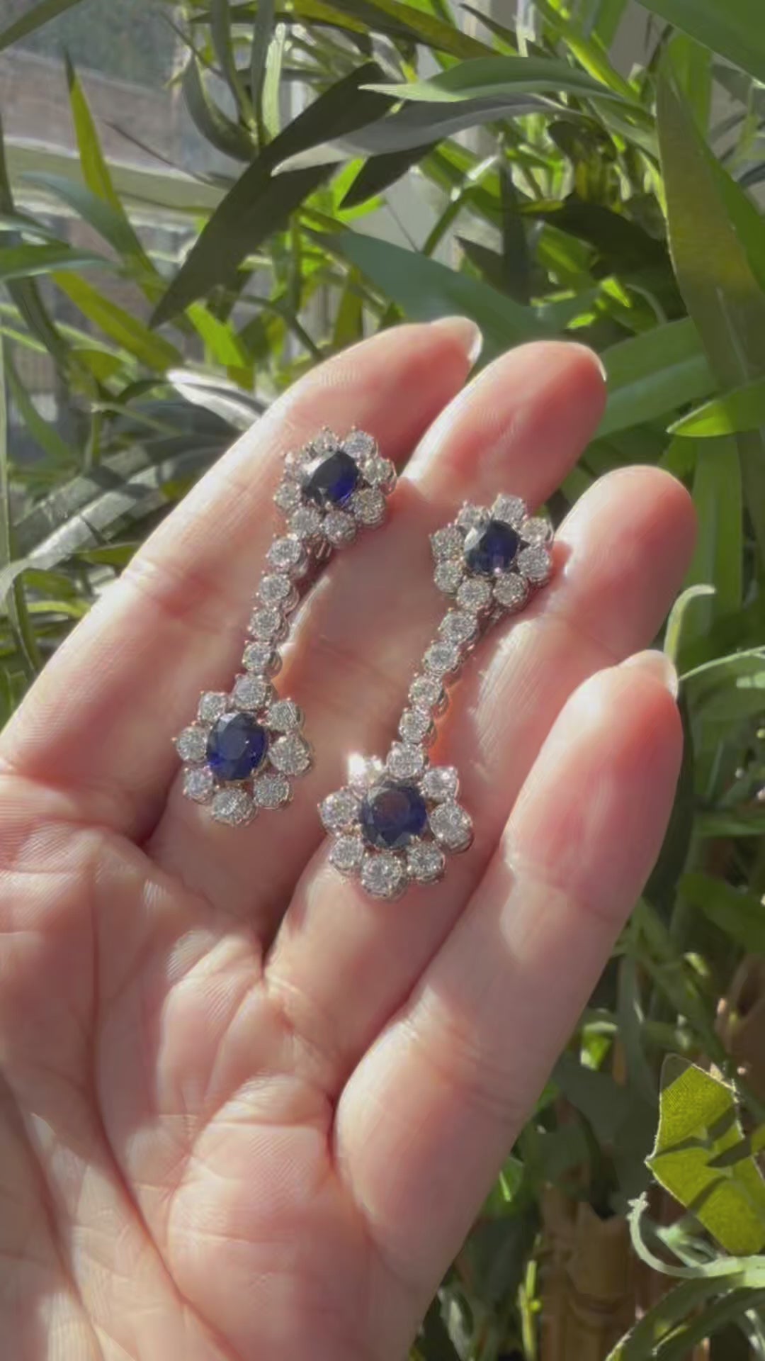 Vintage Picchiotti Natural Sapphire Diamond Drop Earrings