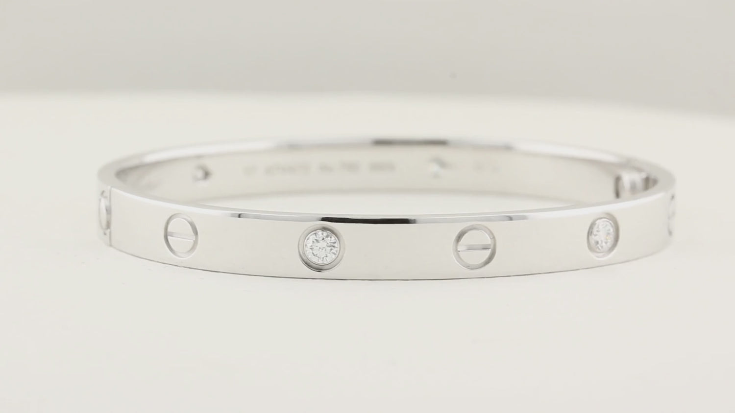 Cartier White Gold Diamond Love Bracelet - Size 17