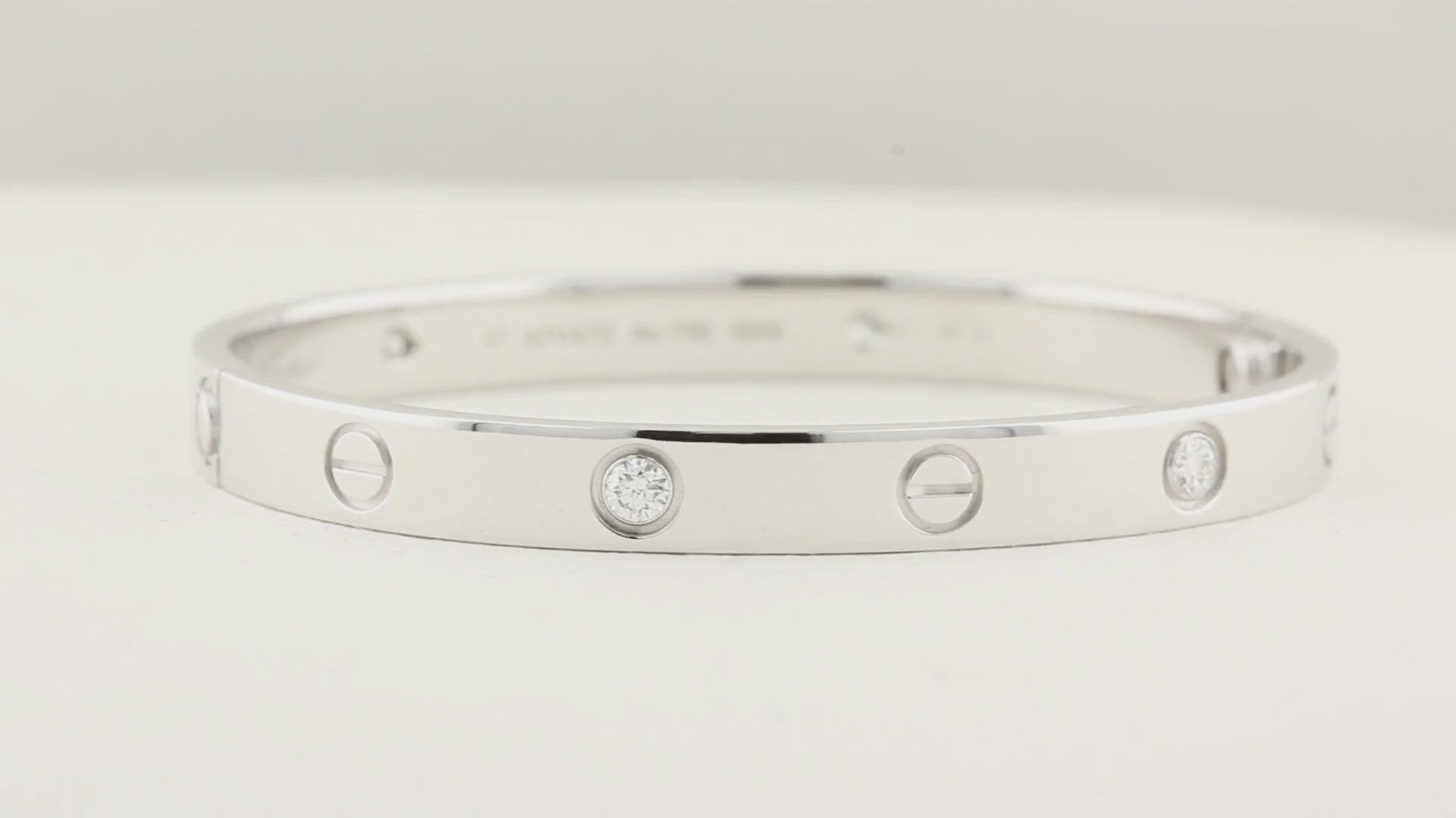Cartier White Gold Diamond Love Bracelet - Size 17