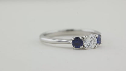 Diamond and Sapphire Three Stone Ring
