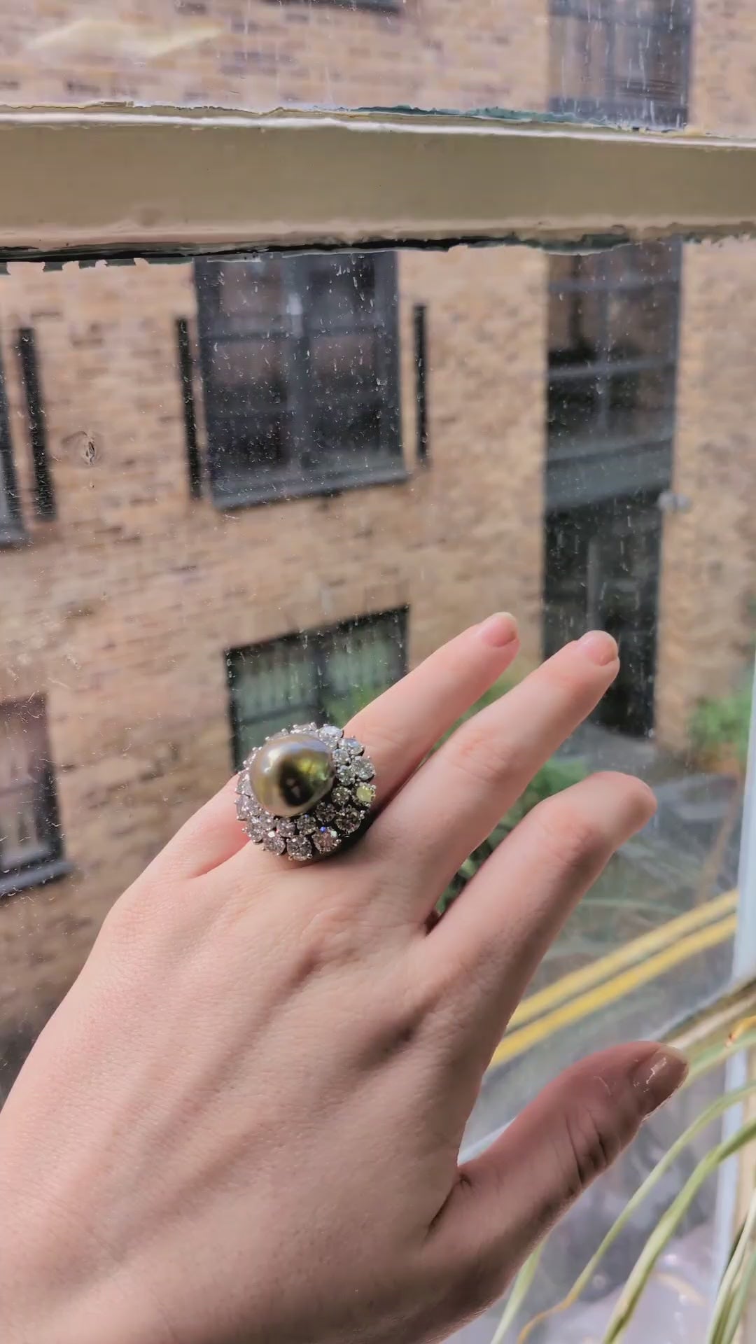 21.49ct Natural Saltwater Pearl and Diamond Dress Ring