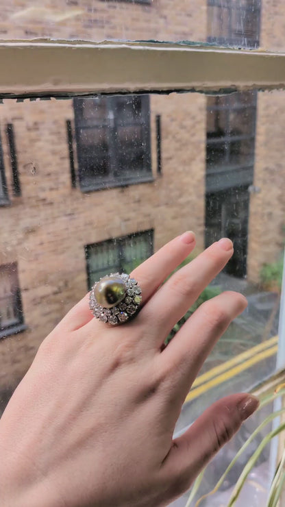 21.49ct Natural Saltwater Pearl and Diamond Dress Ring