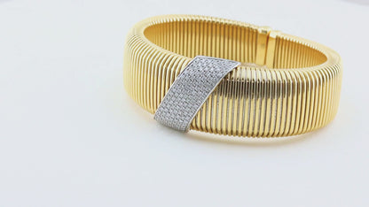Vintage 18ct Yellow Gold &amp; Diamond Bangle