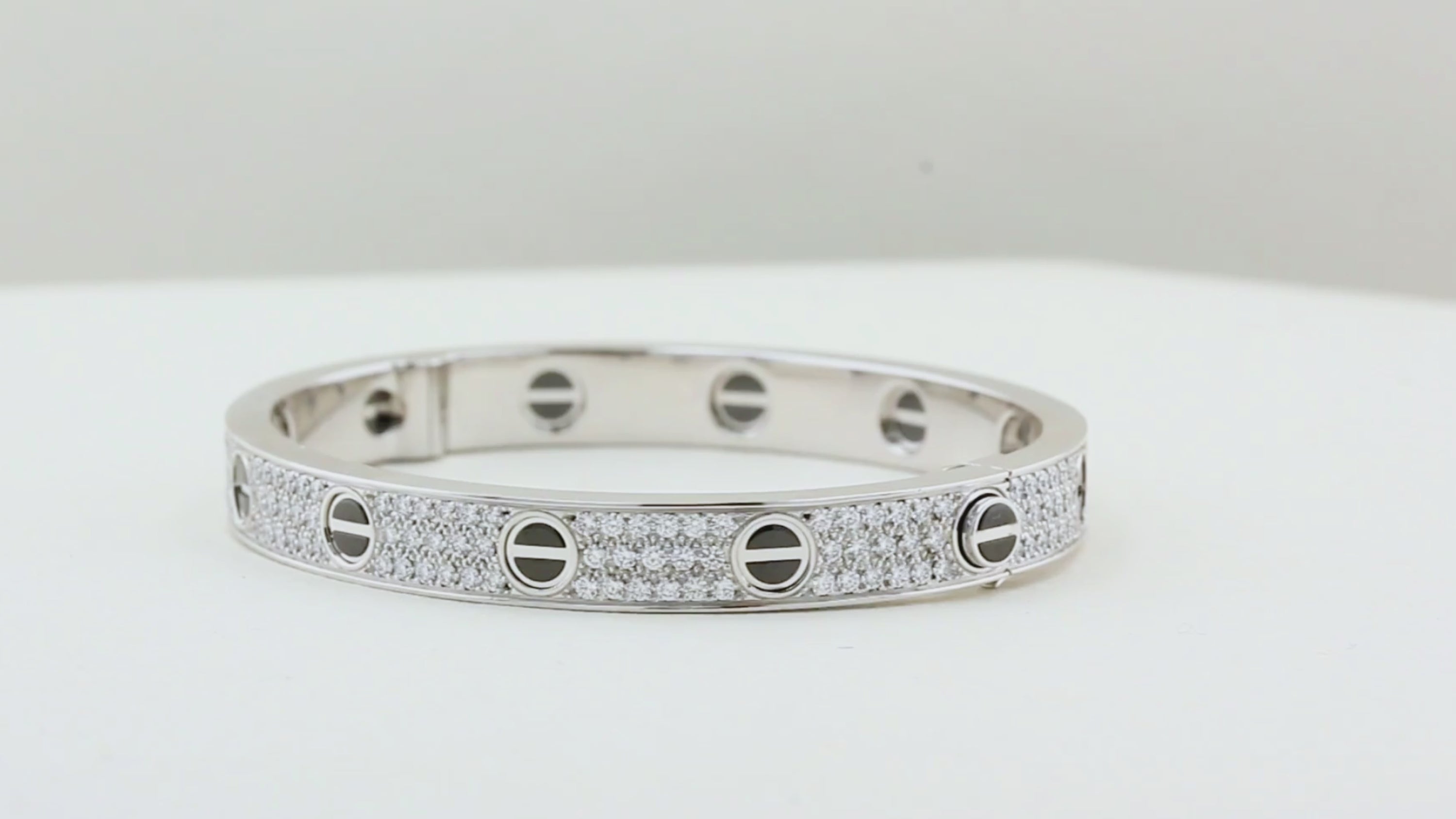 Cartier Pave Diamond and Ceramic Love Bracelet - Size 16