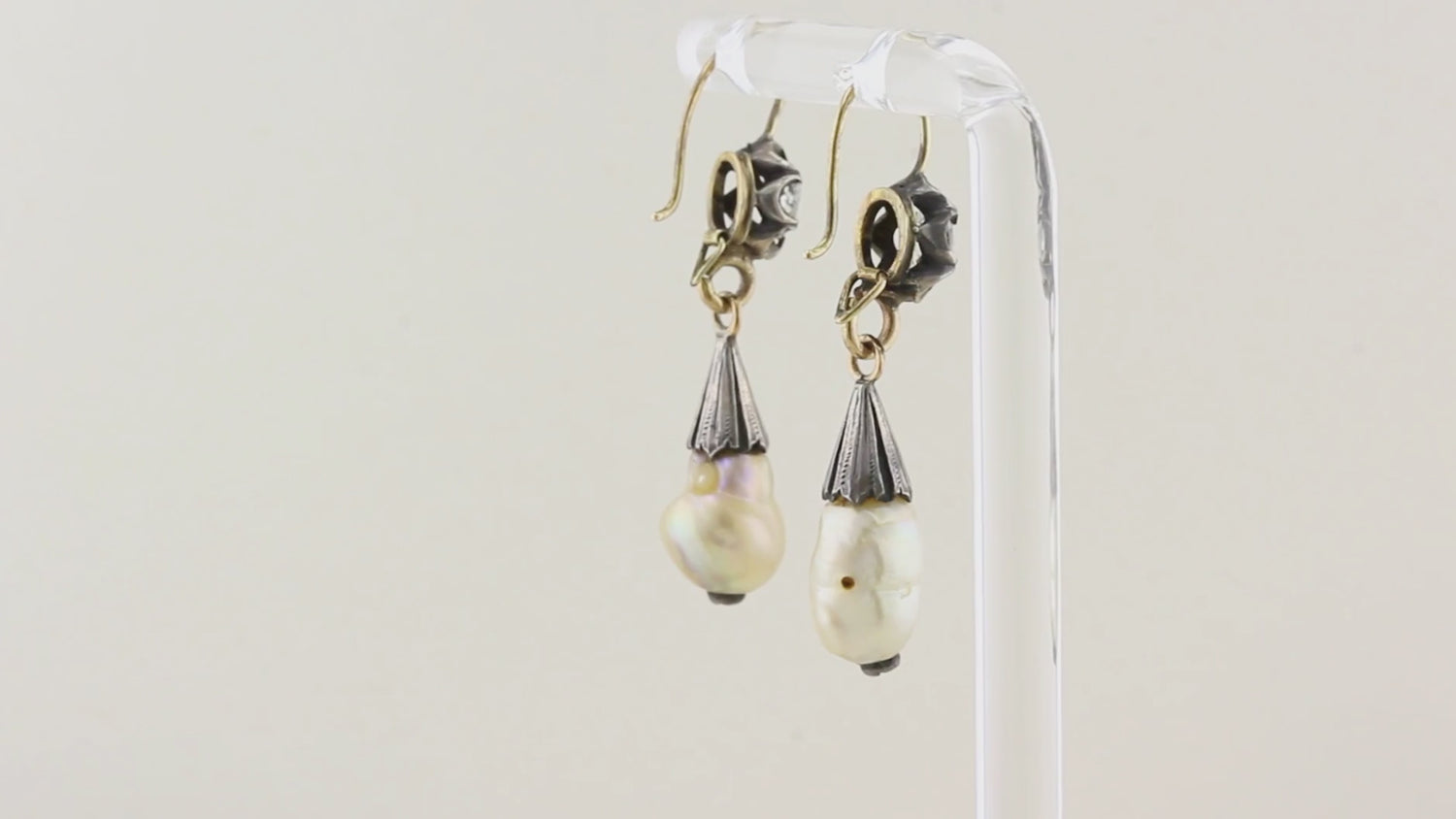 Antique Georgian Natural Pearl and Diamond Drop Earrings