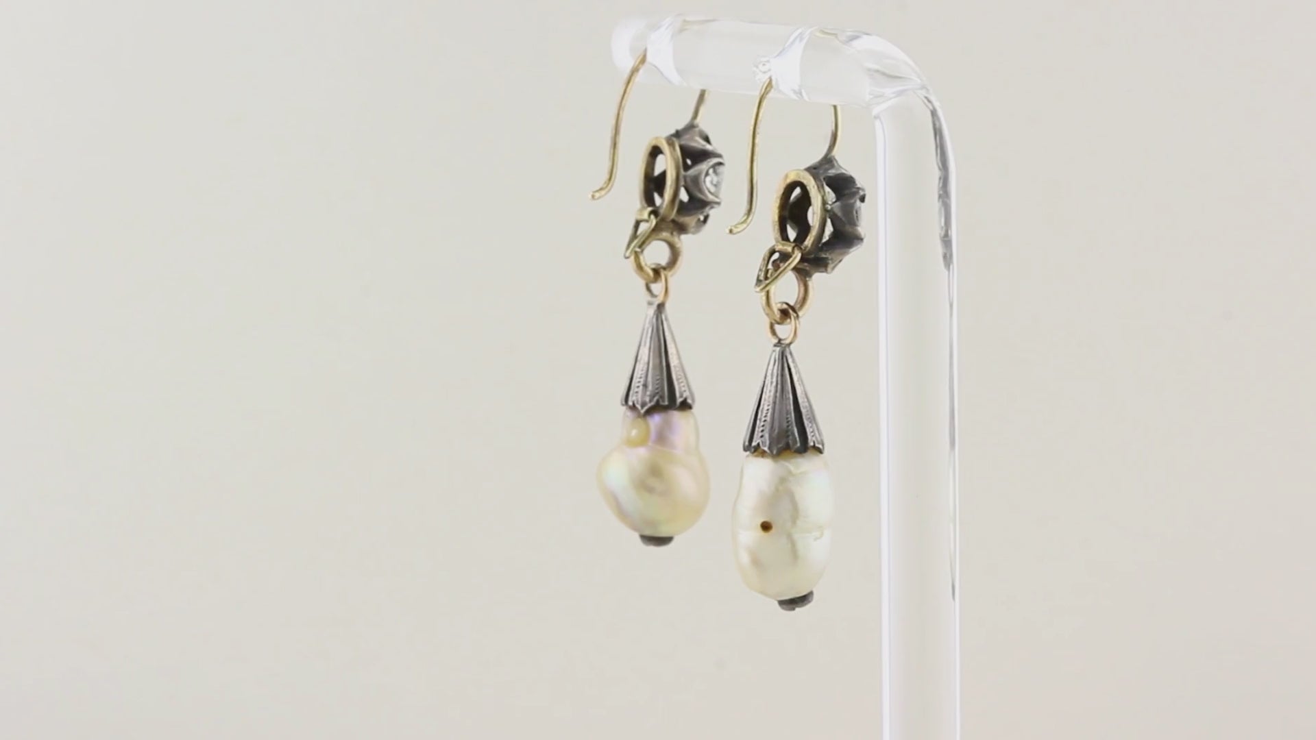 Antique Georgian Natural Pearl and Diamond Drop Earrings