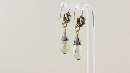 Antique Georgian Natural Pearl and Diamond Drop Earrings