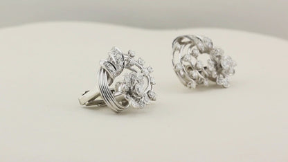 Vintage Floral Design Diamond Earrings