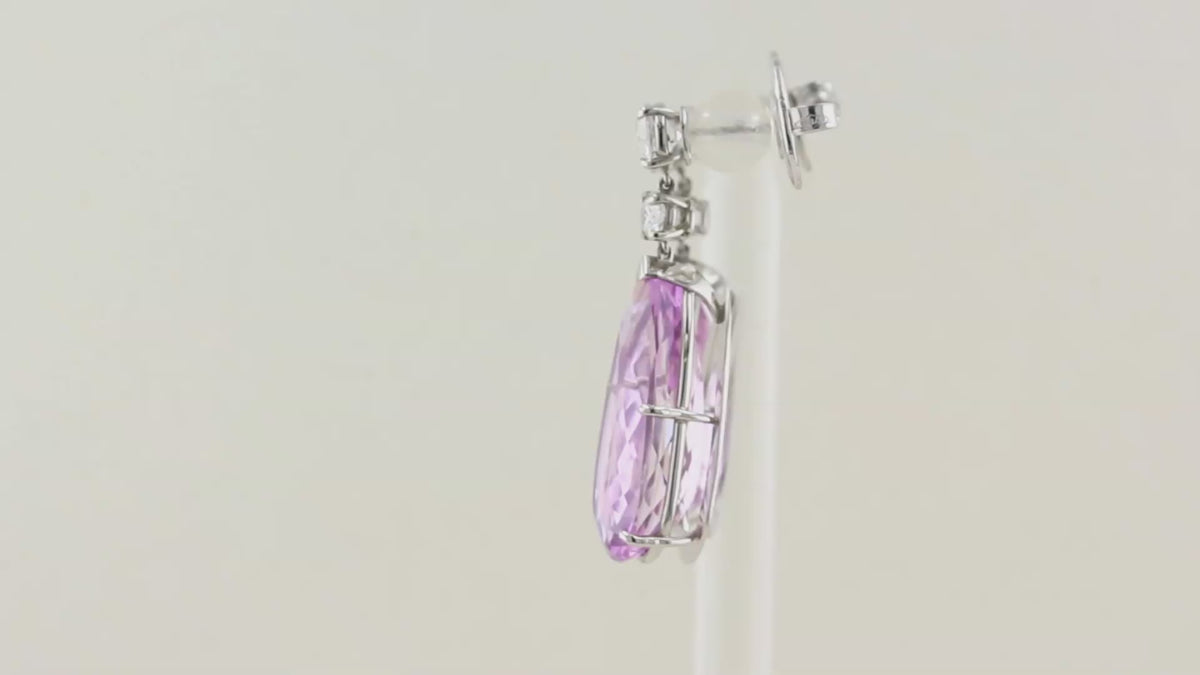 Kunzite and Diamond Drop Earrings