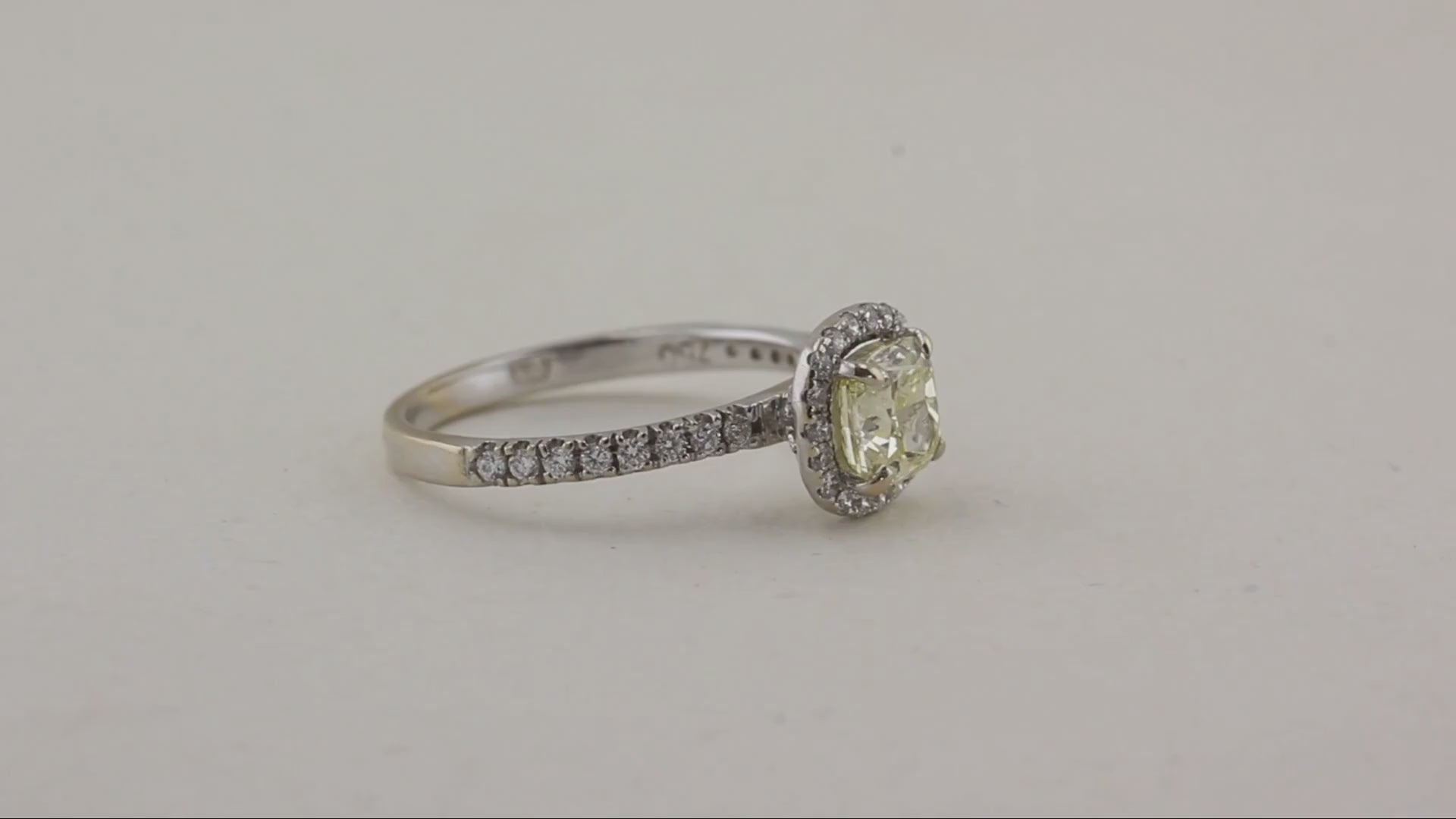 1.13ct Cushion Cut Natural Fancy Yellow Diamond Ring