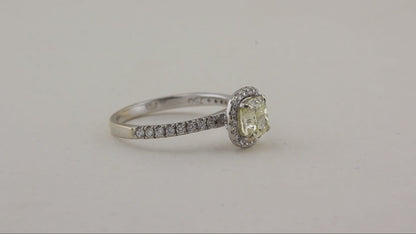 1.13ct Cushion Cut Fancy Yellow Diamond Ring