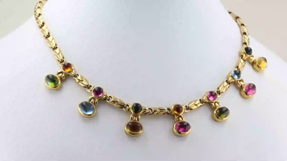 Vintage Bulgari Passo Doppio Gem Set Necklace