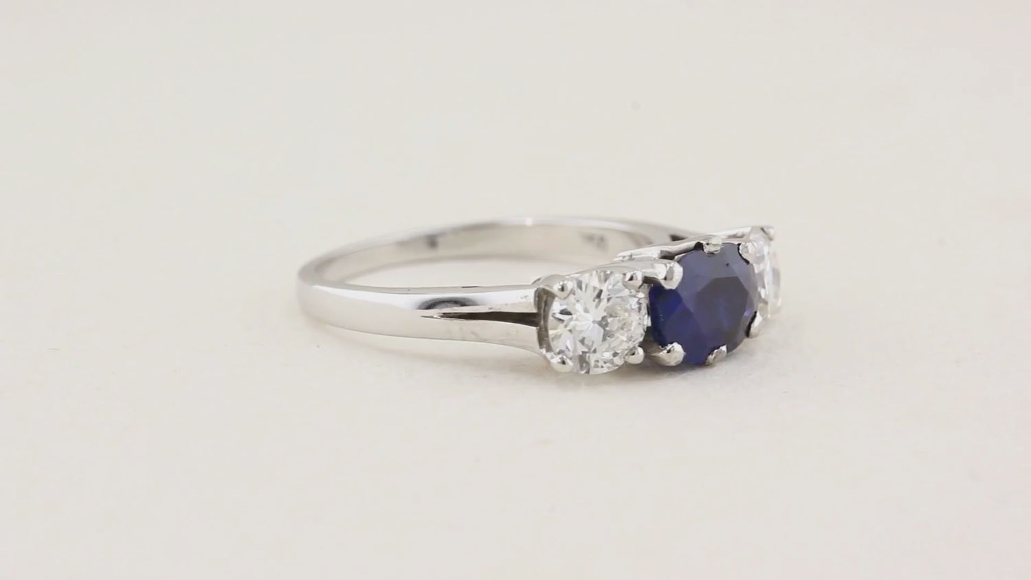 Oval Sapphire and Diamond Three Stone Ring