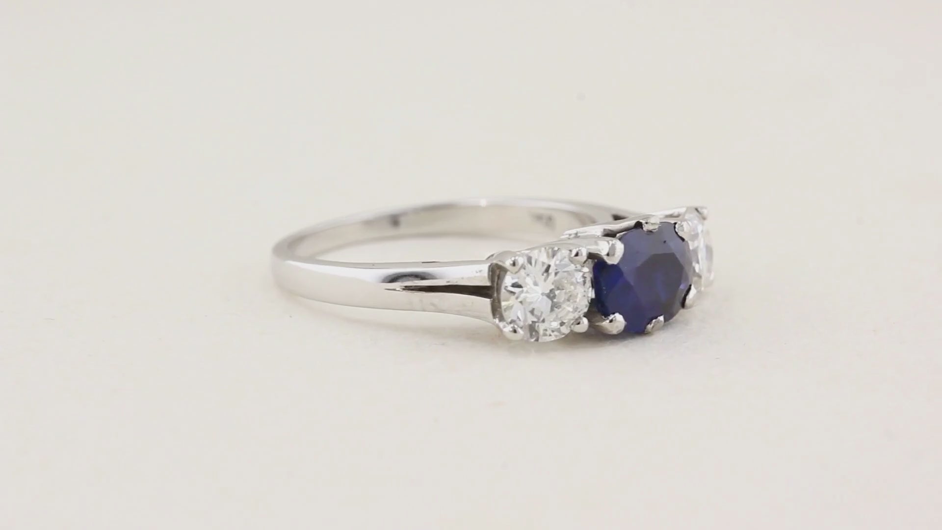 Oval Sapphire and Diamond Three Stone Ring