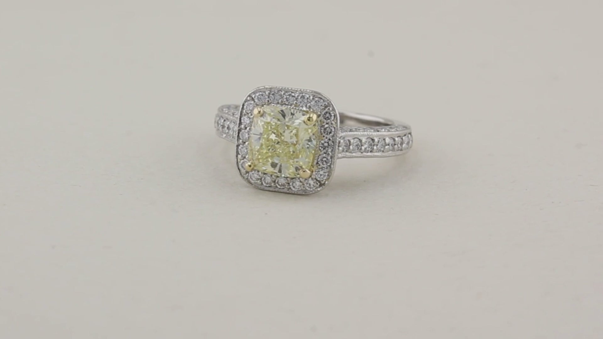 1.70ct Natural Fancy Yellow Diamond Cluster Ring