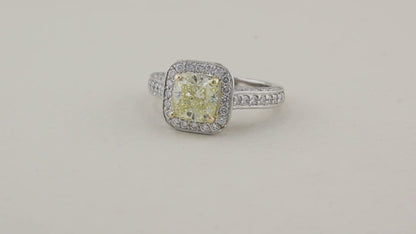 1.70ct Natural Fancy Yellow Diamond Cluster Ring