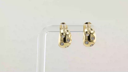 De Beers Chunky Gold and Diamond Hoop Earrings