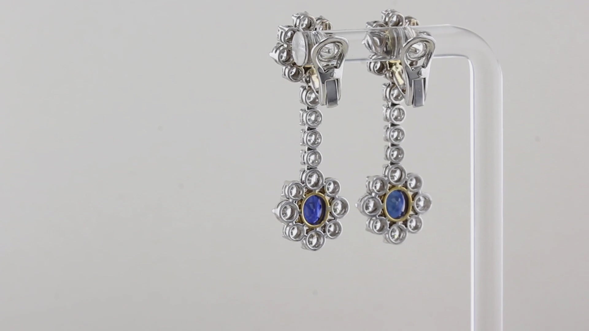 Vintage Picchiotti Natural Sapphire Diamond Drop Earrings