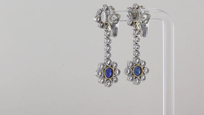 Vintage Picchiotti Natural Sapphire Diamond Drop Earrings