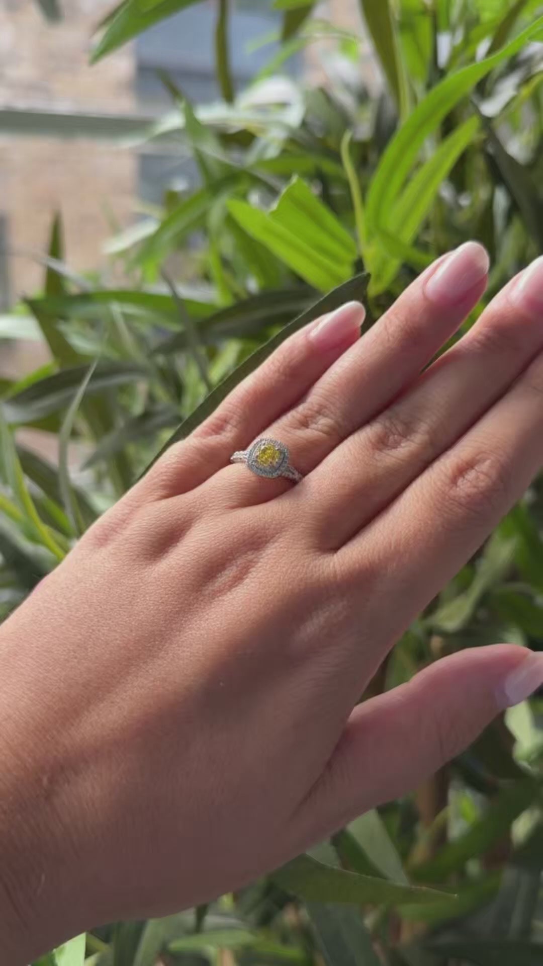 Fancy Yellow Diamond Cluster Ring