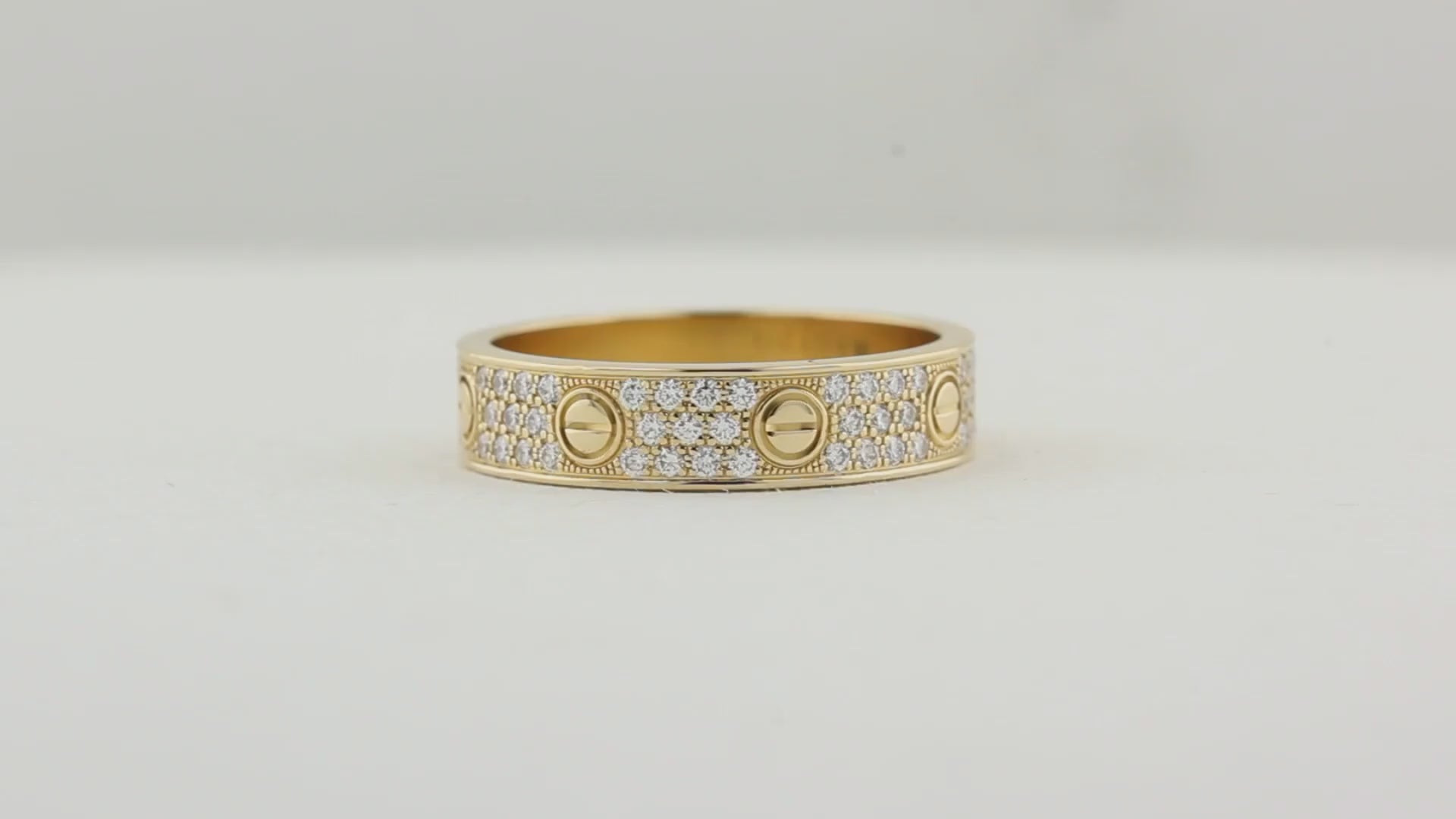 Cartier Diamond Paved Love Ring - Size 55