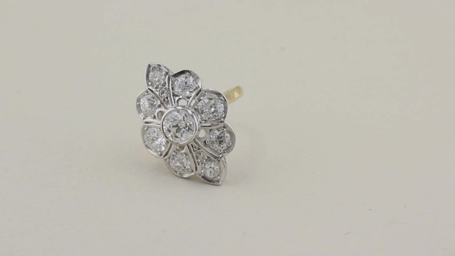 Vintage Old Cut Diamond Cluster Panel Ring