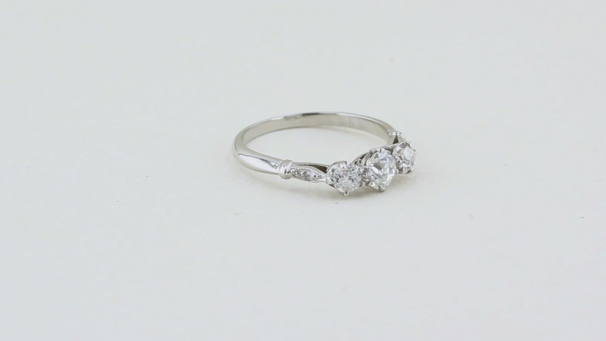 0.63ct Old Cut Diamond Three Stone Ring