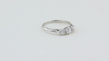 0.63ct Old Cut Diamond Three Stone Ring