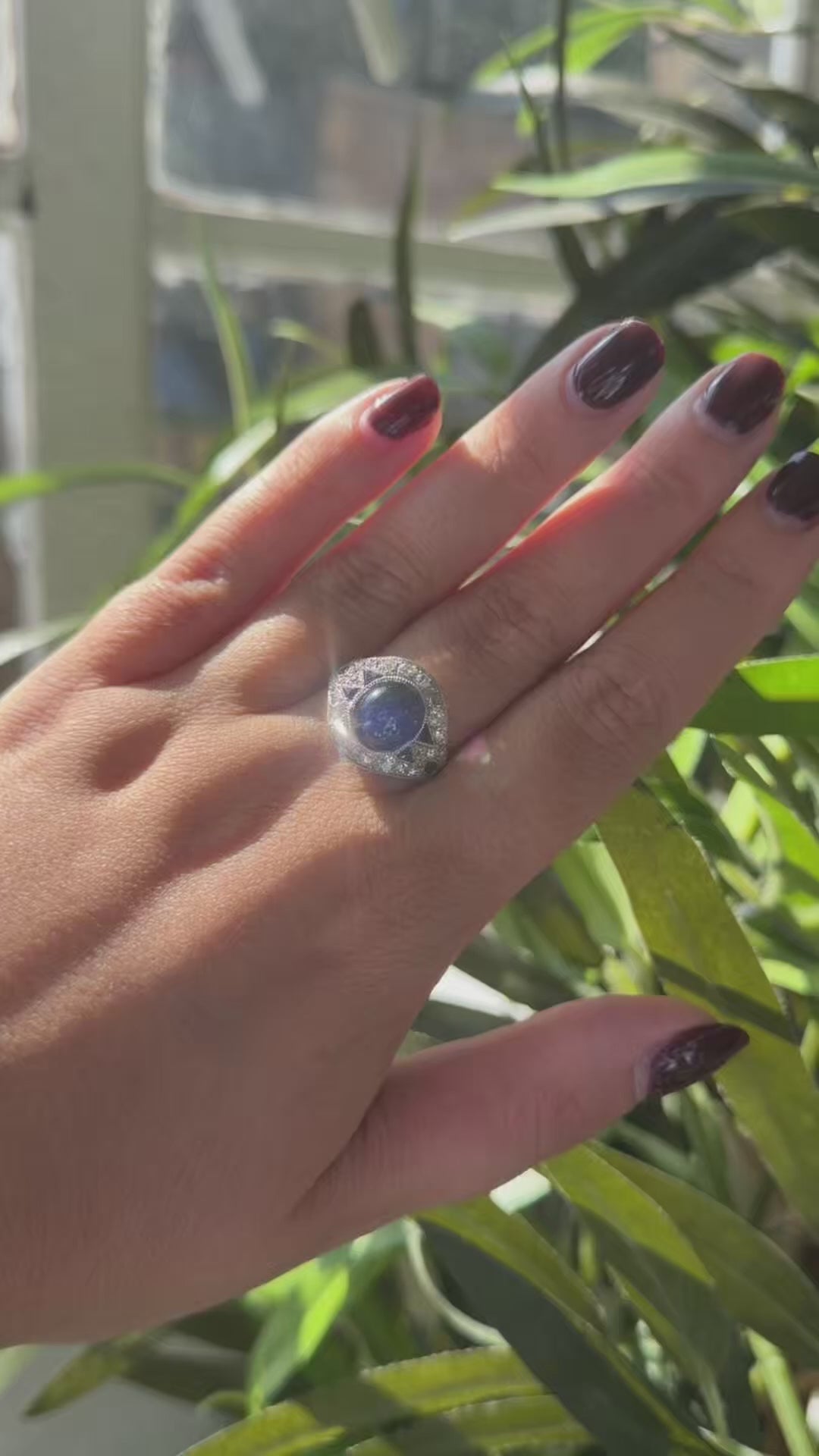Antique Natural Cabochon Sapphire Cluster Ring