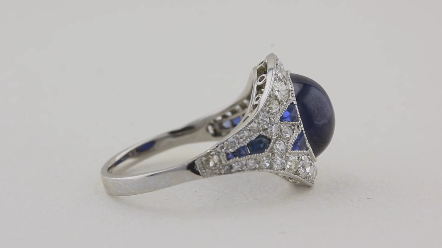 Antique Natural Cabochon Sapphire Cluster Ring