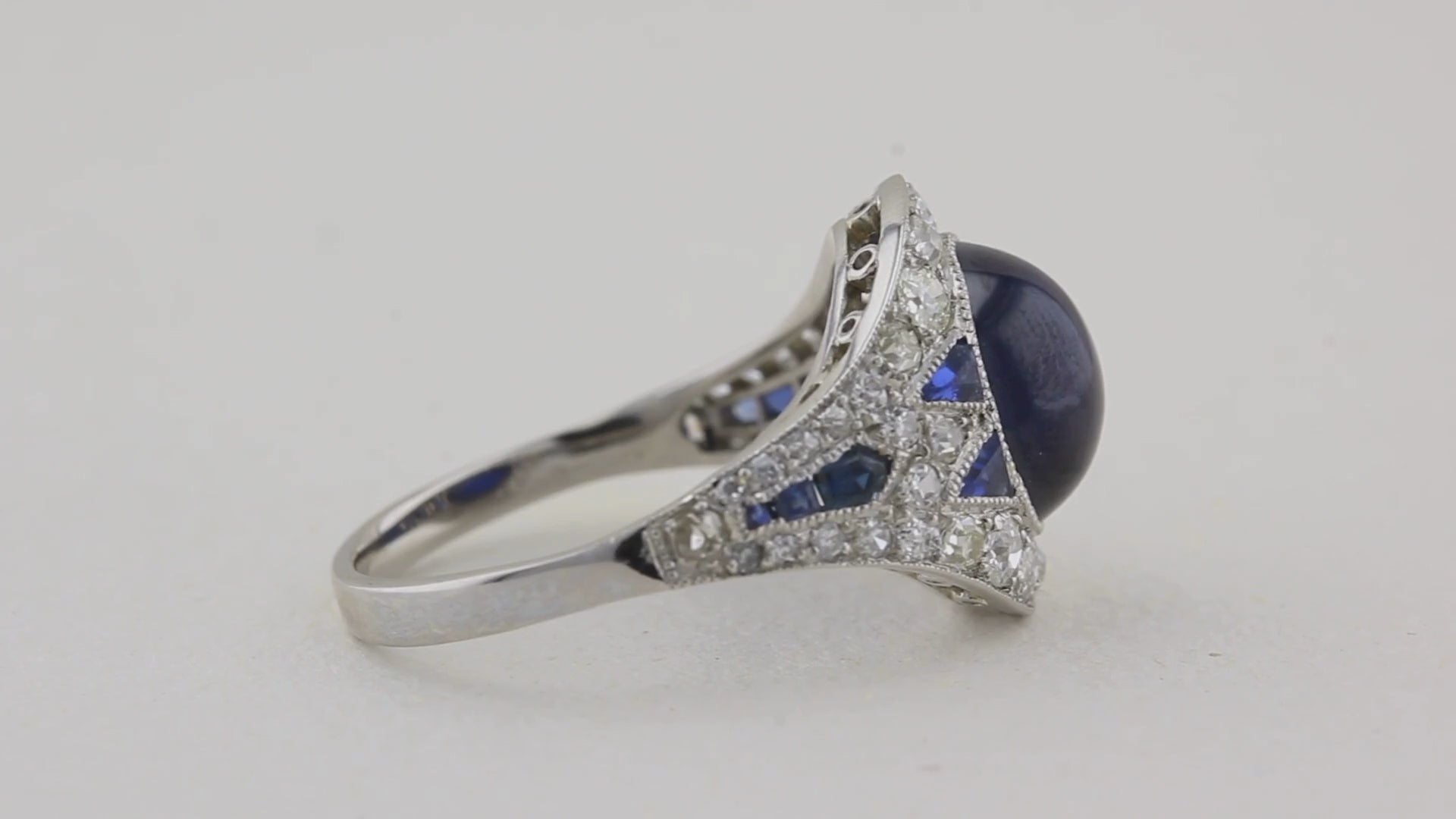Antique Natural Cabochon Sapphire Cluster Ring