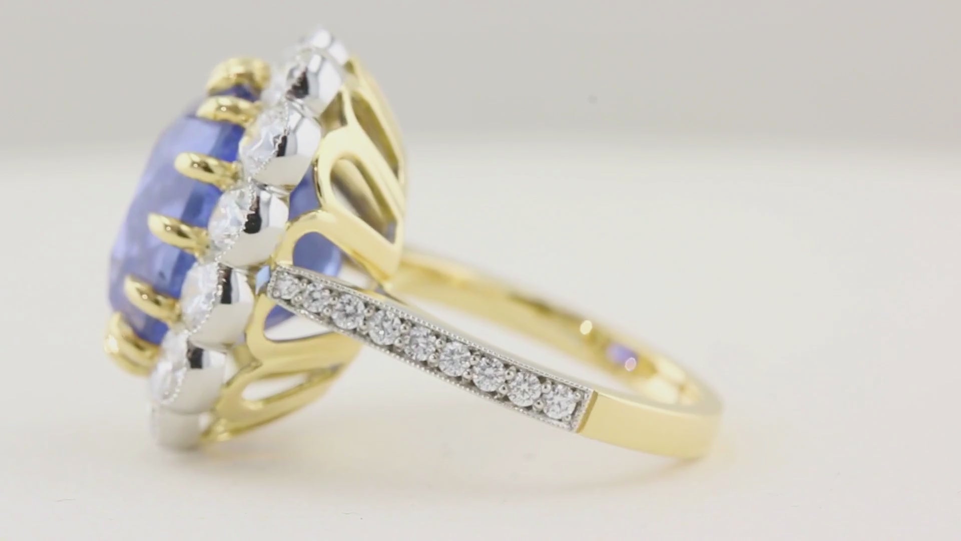 Natural No Heat Sapphire and Diamond Cluster Ring