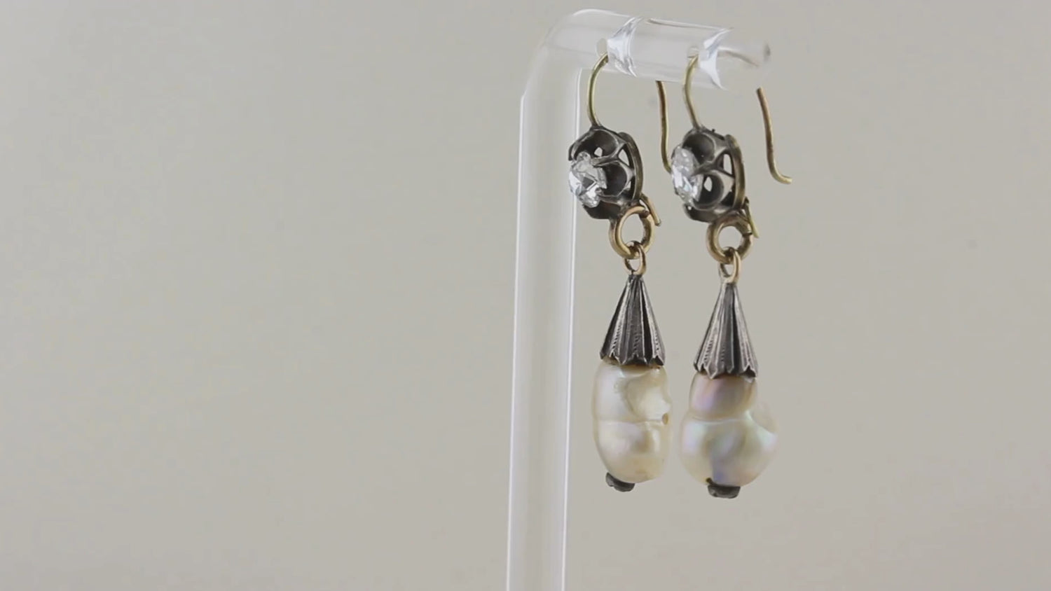 Antique Georgian Natural Pearl and Diamond Drop Earrings