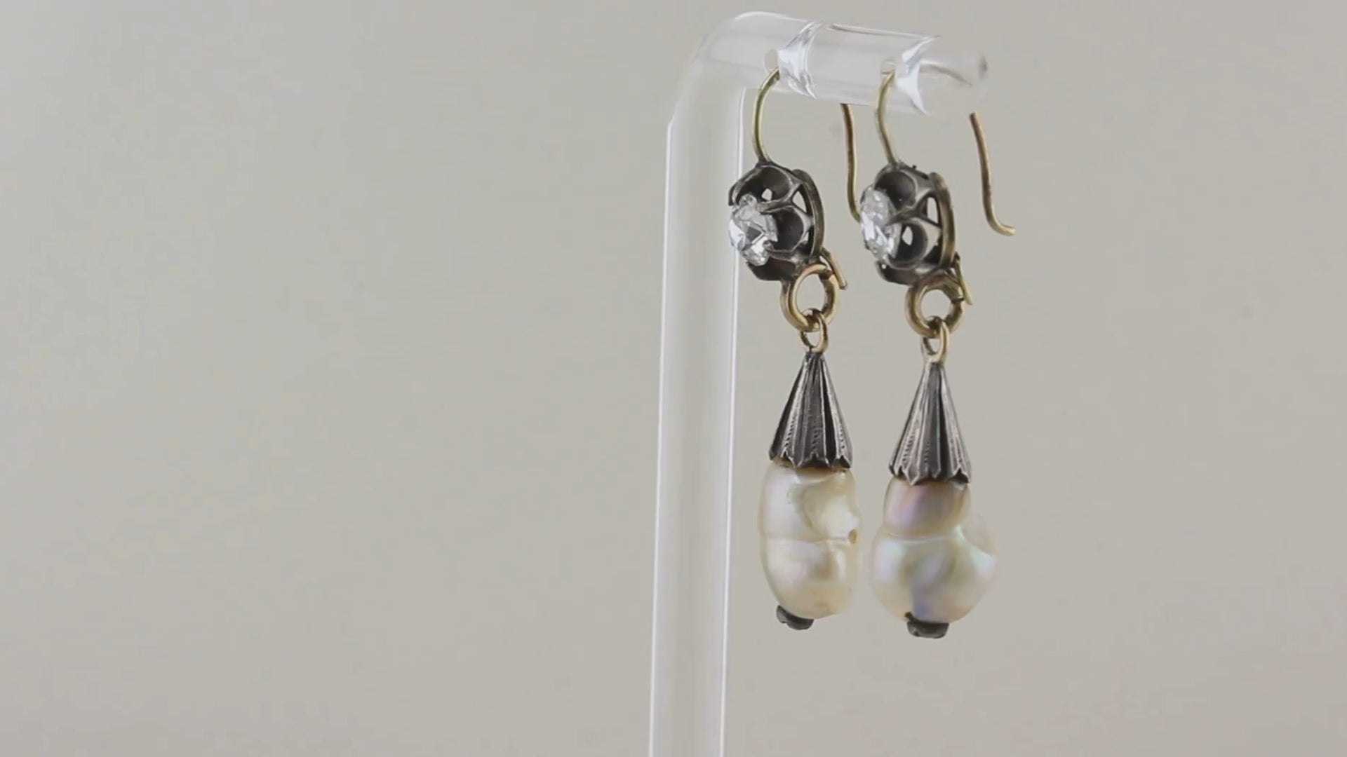 Antique Georgian Natural Pearl and Diamond Drop Earrings