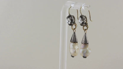Antique Georgian Natural Pearl and Diamond Drop Earrings