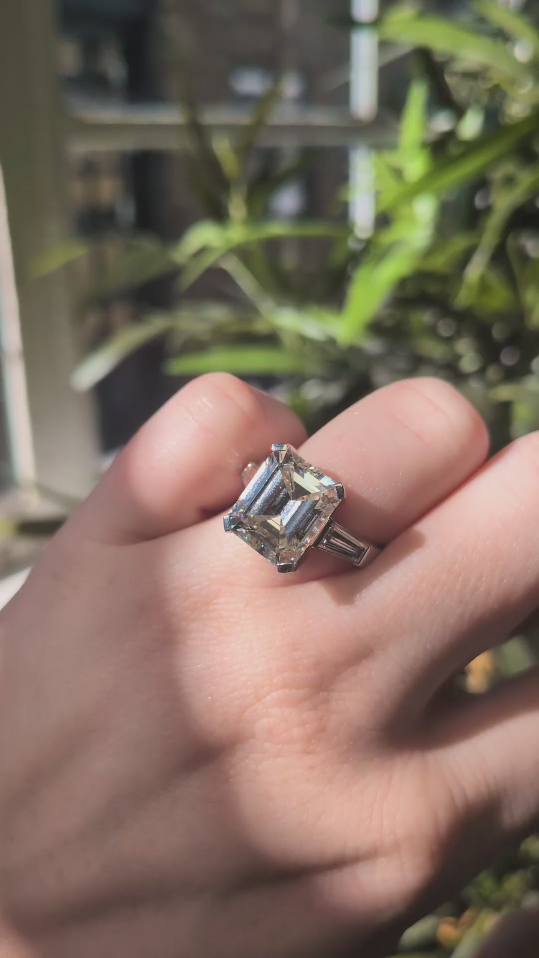 7.21ct Emerald Cut Diamond Ring with Tapered Baguettes