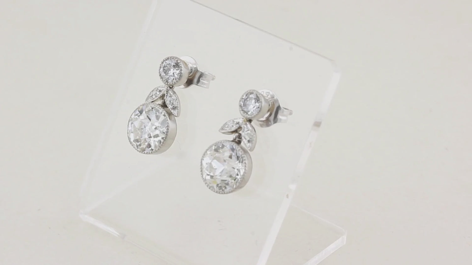 Antique 3.47ct Old Cut Diamond Drop Earrings