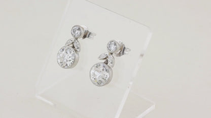 Antique 3.47ct Old Cut Diamond Drop Earrings