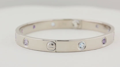 Cartier White Gold Coloured Stone Love Bracelet - Size 17