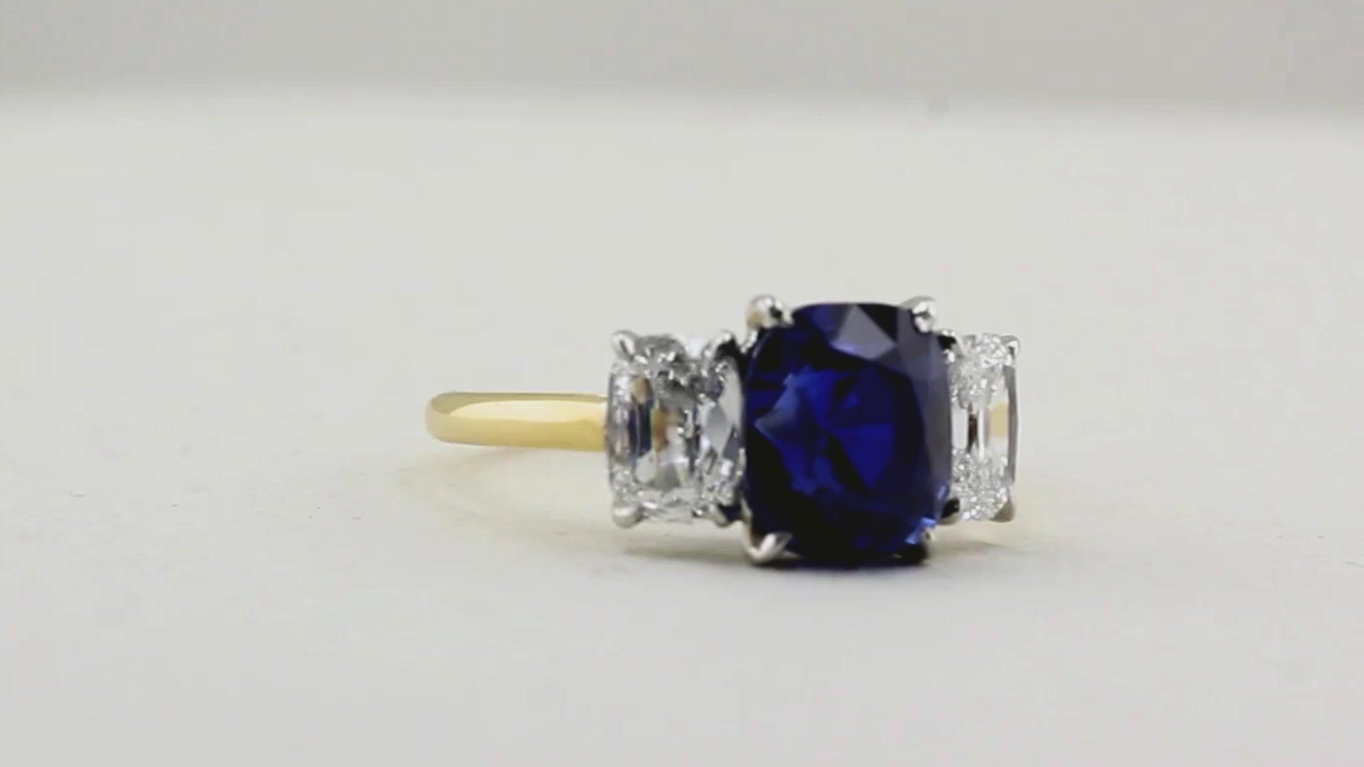Sapphire and Diamond Three Stone Ring