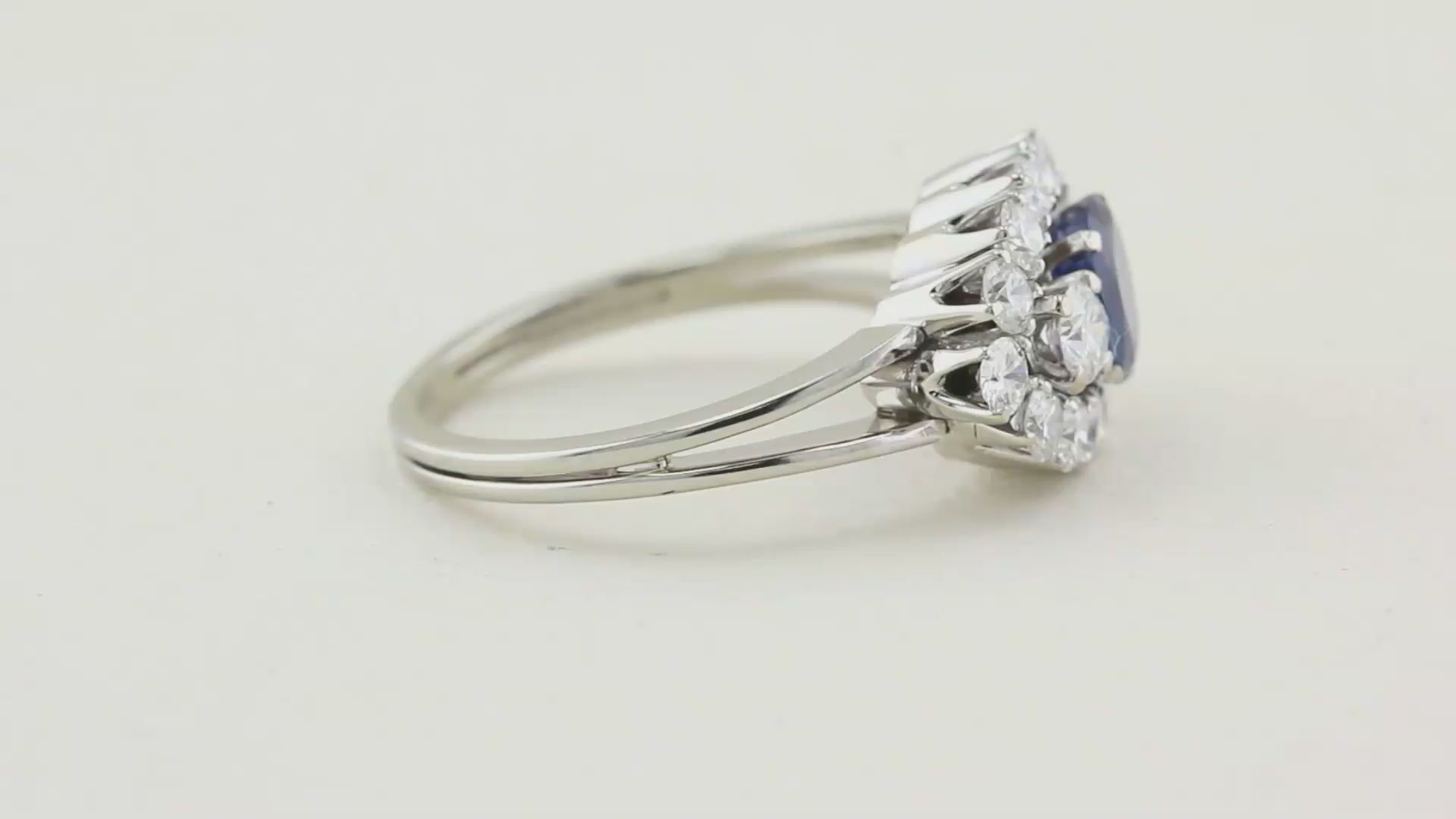 Vintage Natural Sapphire and Diamond Cluster Ring