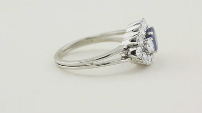 Vintage Natural Sapphire and Diamond Cluster Ring