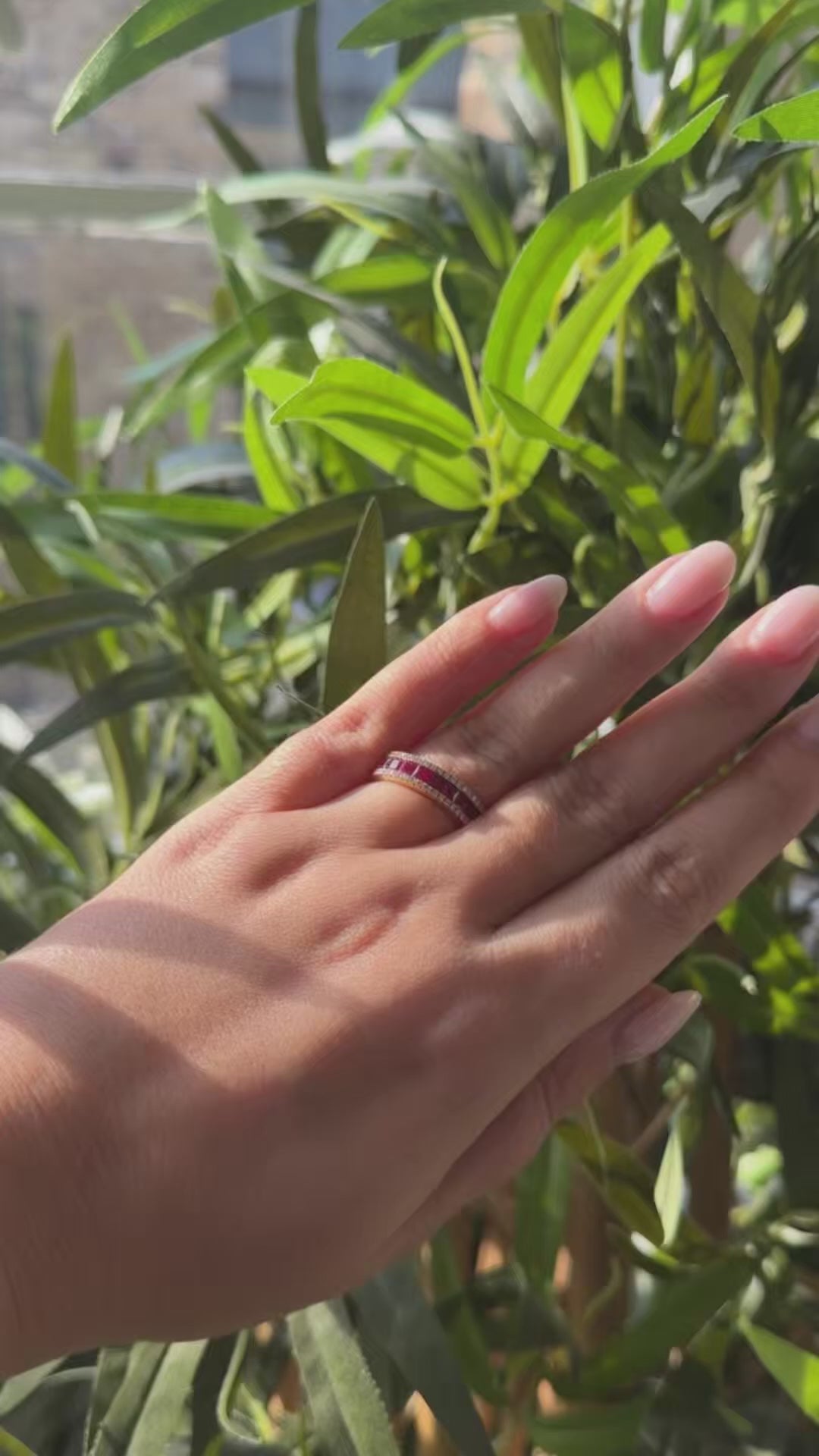 Ruby and Diamond Half Eternity Ring