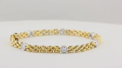 Yellow Gold and Diamond Chain Bracelet